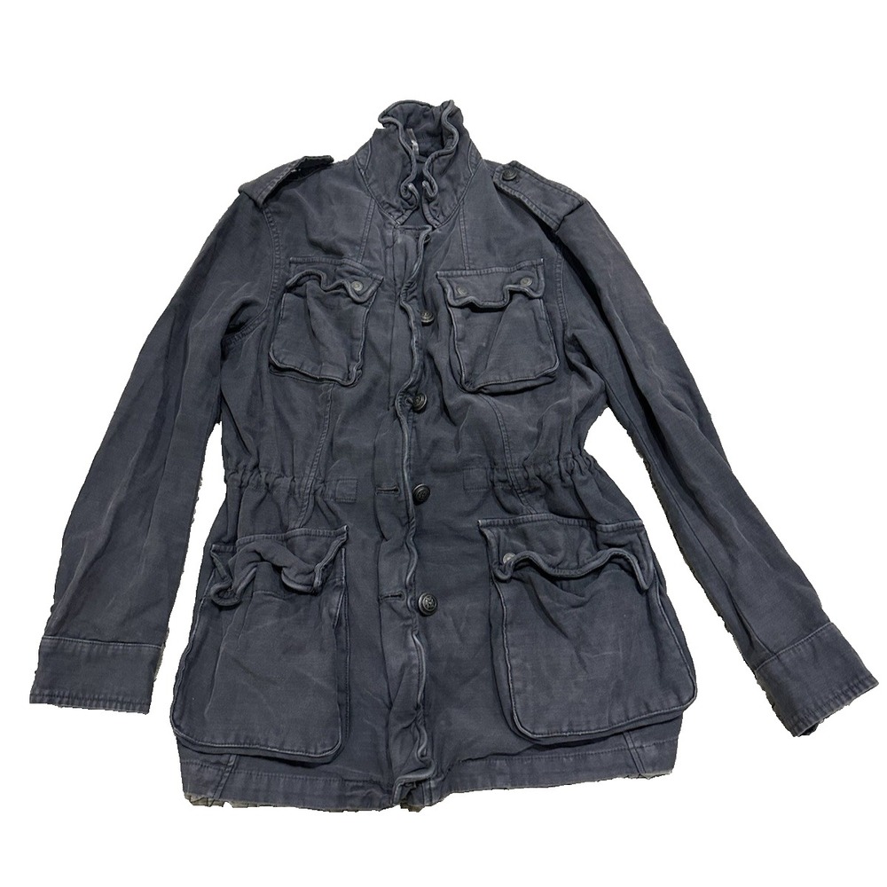 Free People Womens Cargo Utility Grey Army Oversized Jacket Size S
